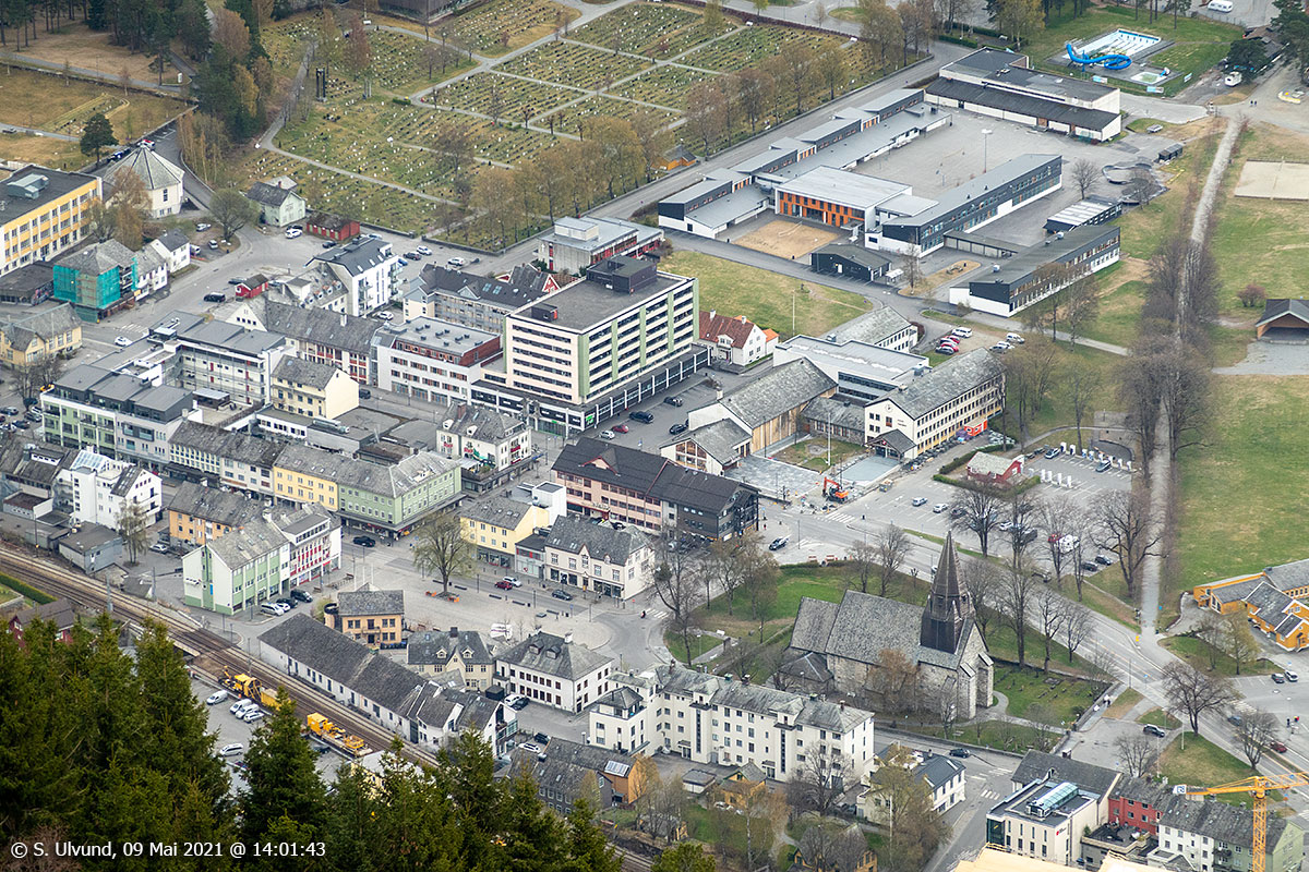 Vangsgata Uttrågata Tinghusplassen Tinghuset Voss Ungdomsskule Hestavangen